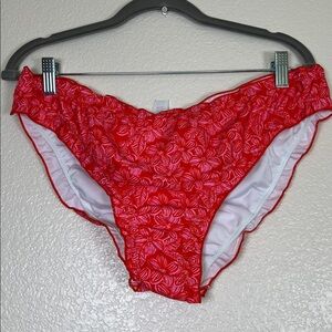 Red and pink scrunch back bikini bottom, size 2X